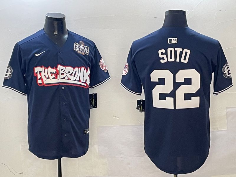 Men New York Yankees #22 Soto Drak Blue four generations Joint Name 2025 Nike MLB Jersey style 2->new york yankees->MLB Jersey